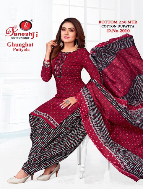 Ganeshji Ghunghat Patiyala 2 Casual Daily Wear Printed Cotton Dress Material Collection